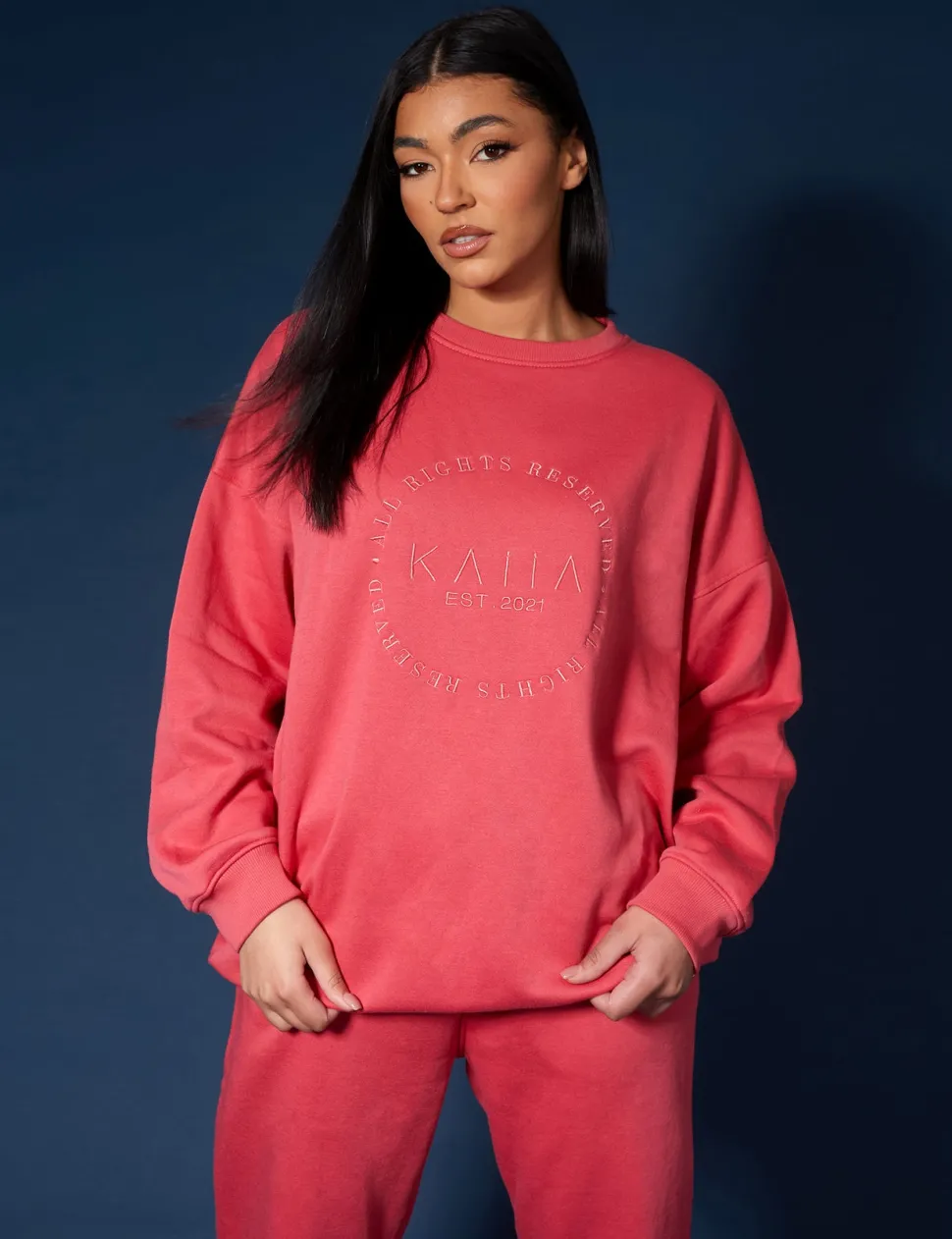 New Tonal Embroidery Sweatshirt Coral Sculpt & Leisure | Kaiia The Label