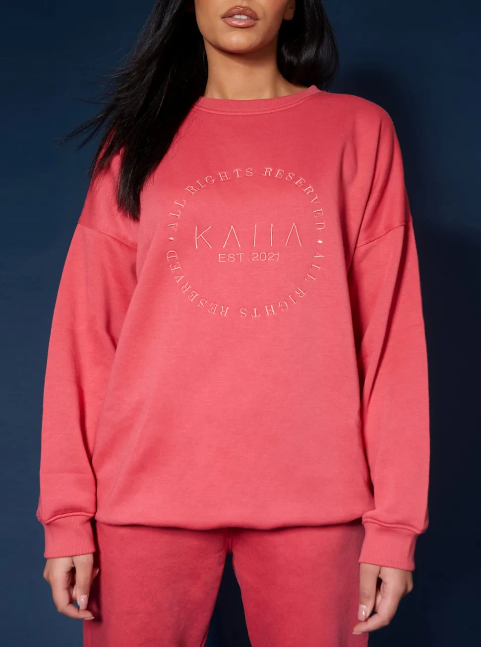 New Tonal Embroidery Sweatshirt Coral Sculpt & Leisure | Kaiia The Label