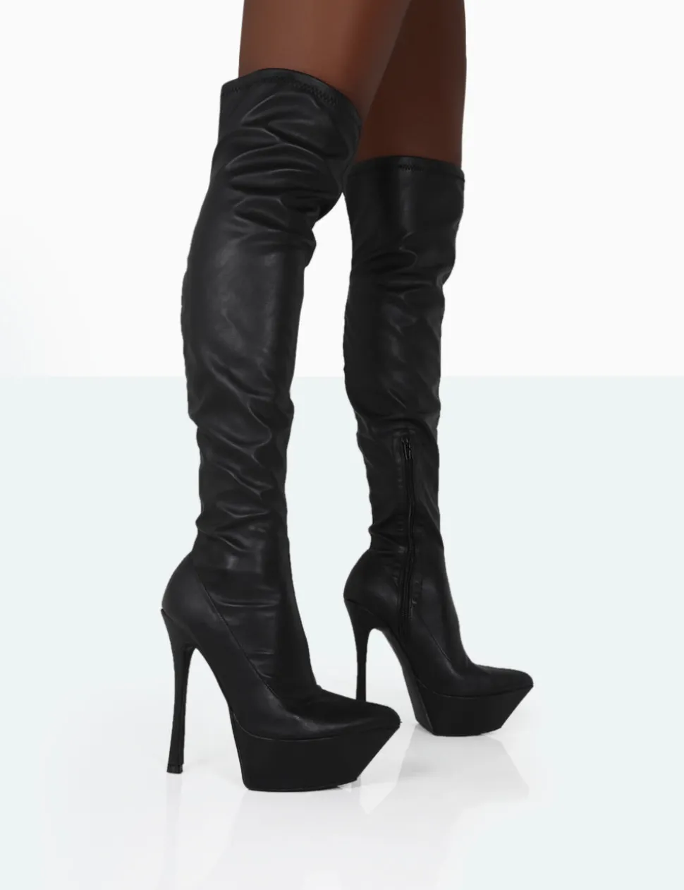 Online Trixie Grain Pu Stiletto Platform Over the Knee Boots High Heels | Heeled Boots