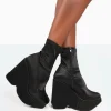 Online Versus Black Satin Platform Sole Ankle Boots Platform Heels | Heeled Boots