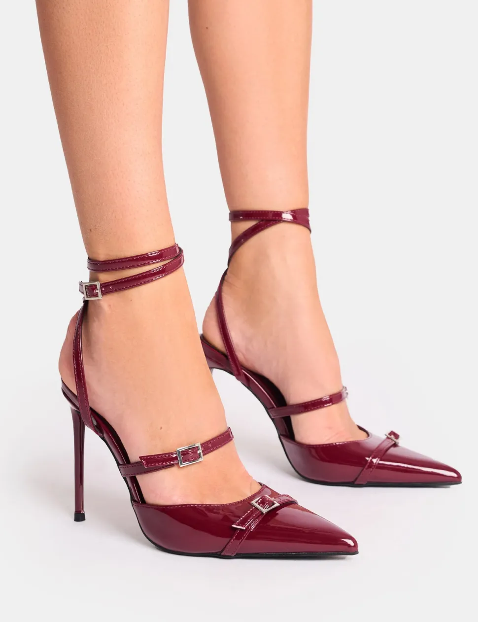 Cheap Viper Three Strap Buckle Detail Court Heels Court Heels