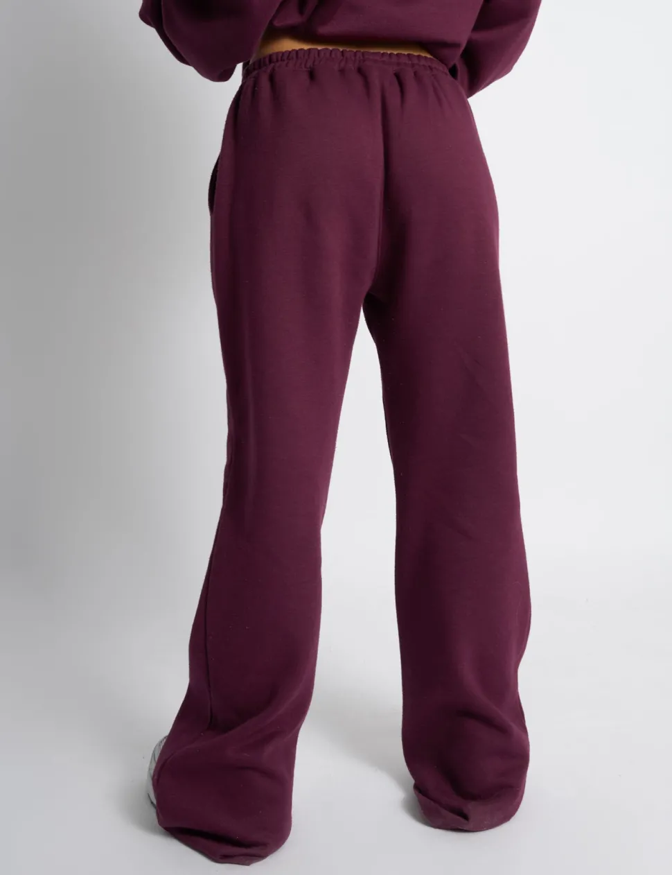 New Wide Leg Sweat Pants Deep Burgundy Sculpt & Leisure | Kaiia The Label