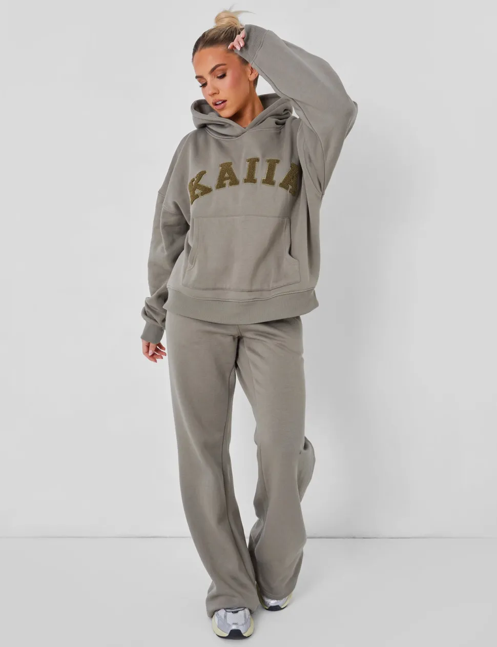 Sale Wide Leg Sweat Pants Khaki Curve | Sculpt & Leisure